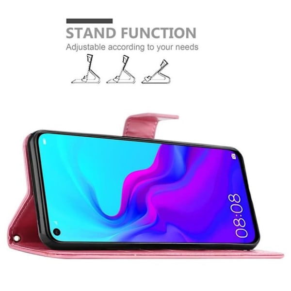 Etui för Huawei NOVA 4 - CADORABO - ROSA FLORAL - Syntetiskt läder - Ställfunktion - Fack för kort ROSENFLORTLAR