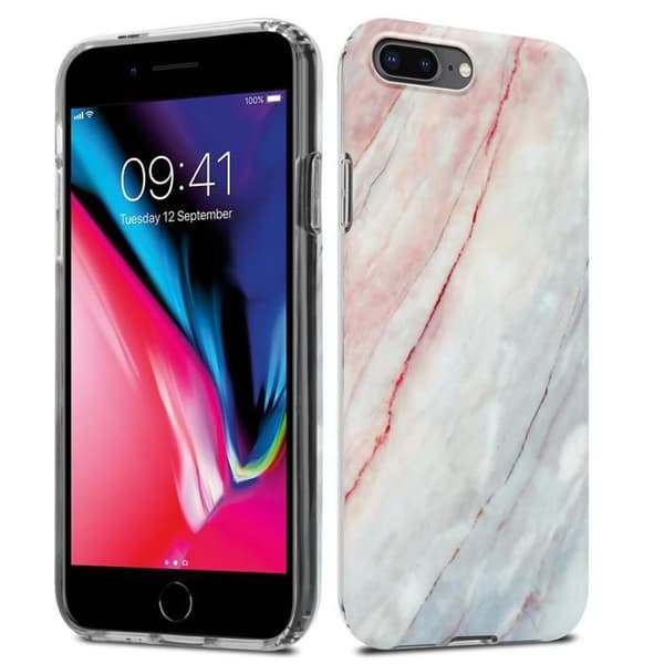Skal för iPhone 7 PLUS / 7S PLUS / 8 PLUS i Marmor Rosa Vit Nr. 21 Skyddsetui Ros