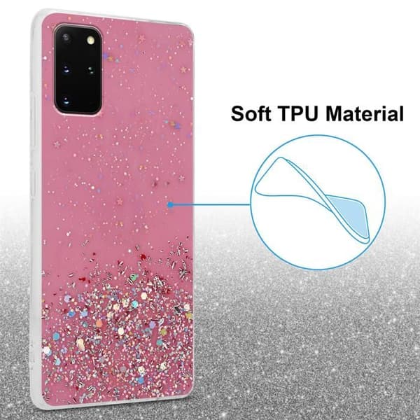 Skyddsfodral för Samsung Galaxy S20 PLUS Rosa med Glitter Skydd Glittrande Design Ros
