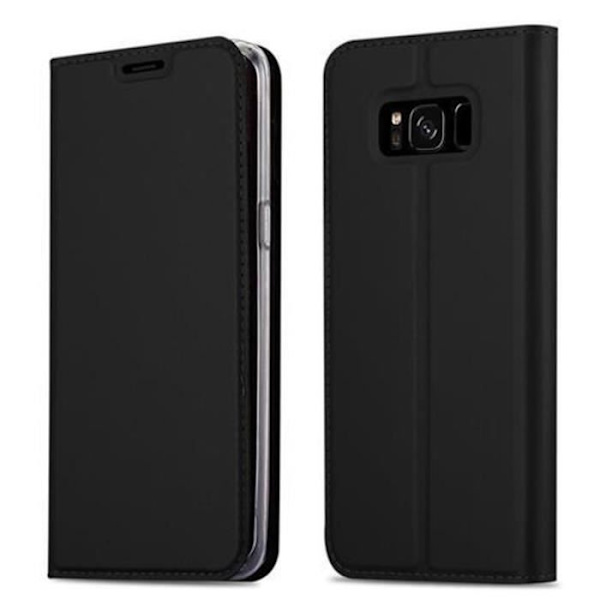 Samsung Galaxy S8 Fodral i CLASSY BLACK från Cadorabo (METALLIC MATT Design) Helt skyddsfodral med flip flik och stativ