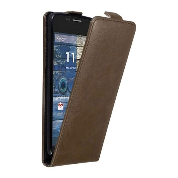 Flip-fodral - CADORABO - Motorola MOTO G2 - Brun konstläder - Magnetisk stängning - Komplett skydd kastanj