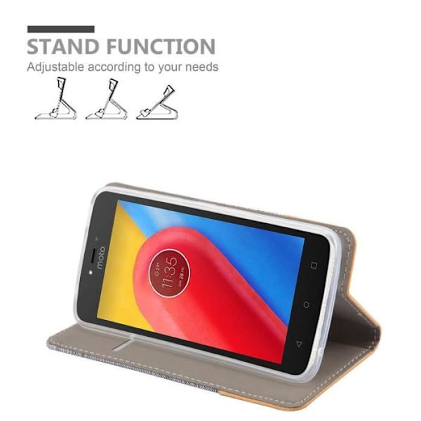 Lenovo (Motorola) MOTO C PLUS Fodral i LJUSGRÅ BRUN från Cadorabo (TYG-LÄDERDESIGN) Helt skyddsfodral med