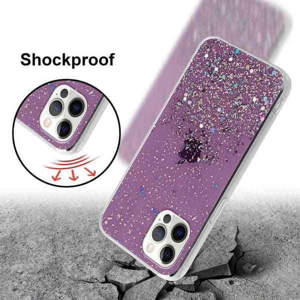 iPhone 12 PRO MAX Skal Lila med Glitter Skydd Glittrande Design Violett