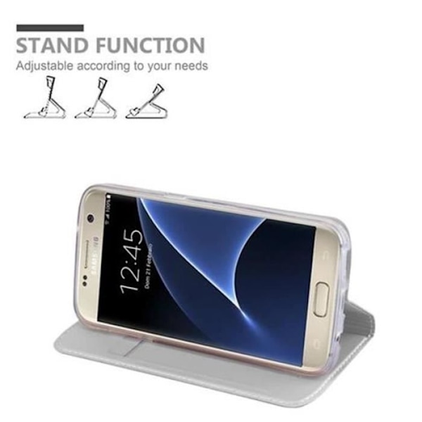 Samsung Galaxy S7-fodral i CLASSY SILVER från Cadorabo (MATTE METALLIC Design) Fullt skyddsfodral med flipskydd och
