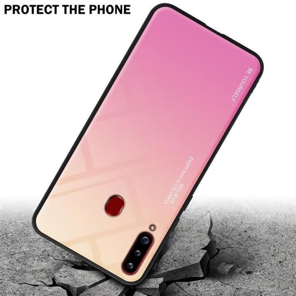 Samsung Galaxy A20s Fodral i GUL - ROSA Stötsäker Bicolor Design Svart