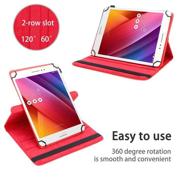 Fodral för Asus ZenPad S (8,0 tum) Etui i RÖD Hölster Skydd 360 grader konstläder Plånbok Wallet Röd