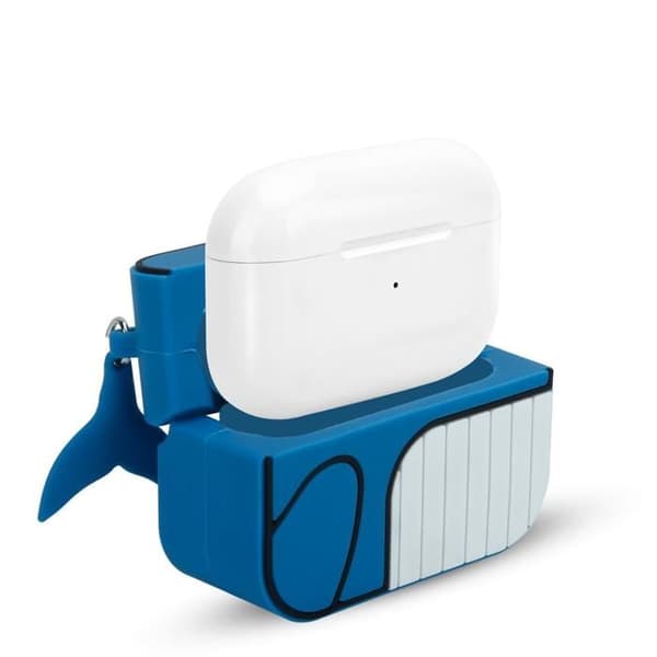 Fodral för AirPod PRO 2 Design Blåval Silikon 3D Nyckelring Blå