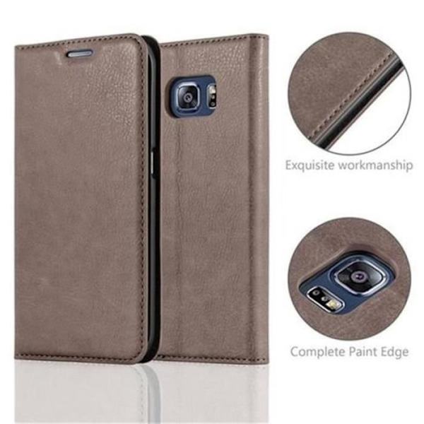 Samsung Galaxy S6 EDGE Fodral i KAFFEBRUN från Cadorabo (INVISIBLE MAGNETIC CLASP Design) Fullt skyddsfodral med
