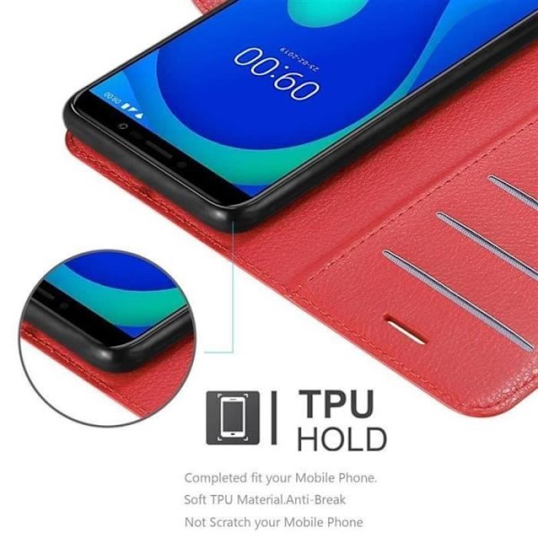 Fodral till WIKO Y80 - CADORABO - Röd - Imiterat läder - Stativfunktion - Kortfack Röd