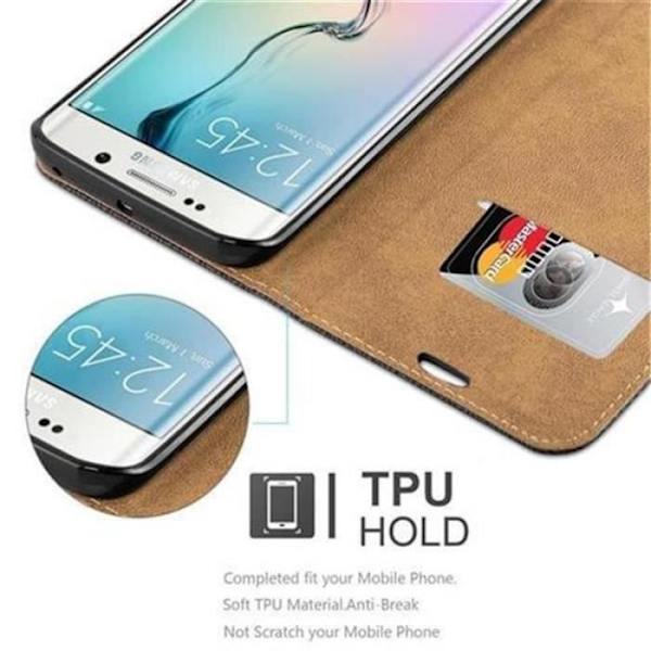 Cadorabo Fodral till Samsung Galaxy S6 EDGE, BLACK RAPHIA EDGE design
