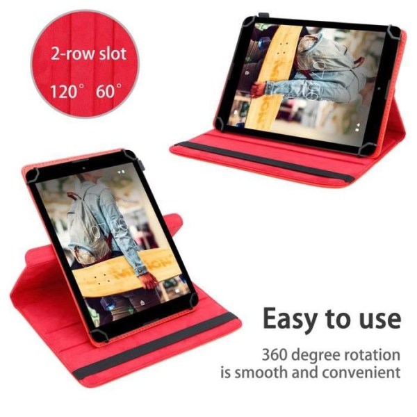 Tablettfodral - CADORABO - Medion LifeTab P9701 - Röd - Läder - 360° skydd Röd