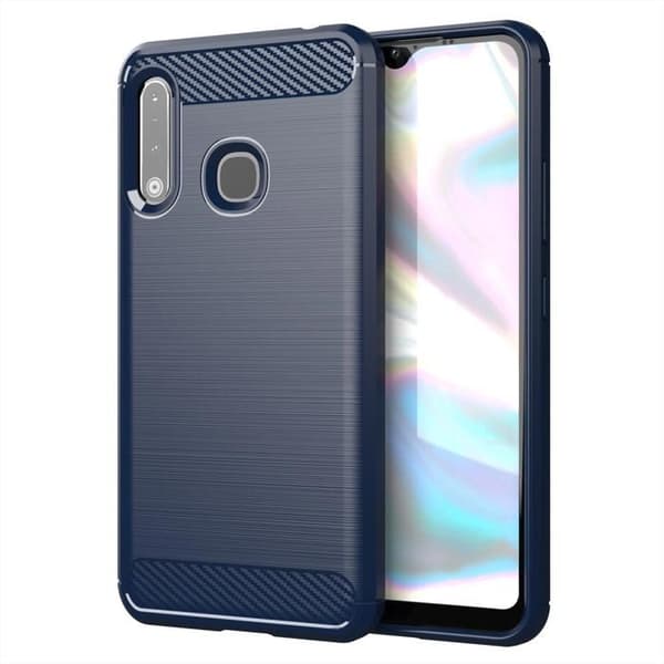 Skyddsfodral för Samsung Galaxy A70e Etui i BORSTAD BLÅ Kolfiberdesign Blå