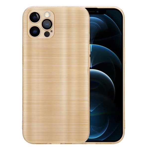 iPhone 12 PRO MAX Fodral Borstad Guld Kameraskydd Gul