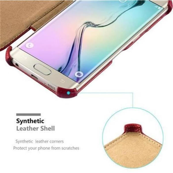 Cadorabo-fodral till Samsung Galaxy S6 EDGE, PASSION RED Icke-magnetisk design EDGE