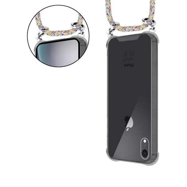 iPhone XR fodral med regnbåge och justerbar rem Gul