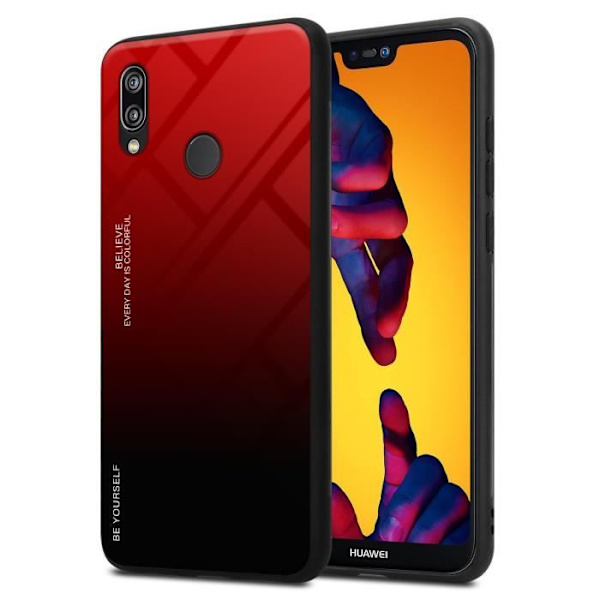 Fodral till Huawei P20 LITE 2018 / NOVA 3E Fodral i RÖTT - SVART Fodral Fodral Tvåfärgat TPU-skydd RÖD SVART