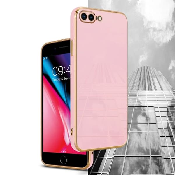 Fodral för iPhone 7 PLUS / 7S PLUS / 8 PLUS Glansig Roséguld med skydd för kamera Ros