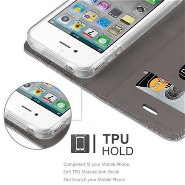 Apple iPhone 4-fodral - iPhone 4S i LJUSGRÅBRUN från Cadorabo (TYG-LÄDER FAUX Design) Helt skyddsfodral med flik