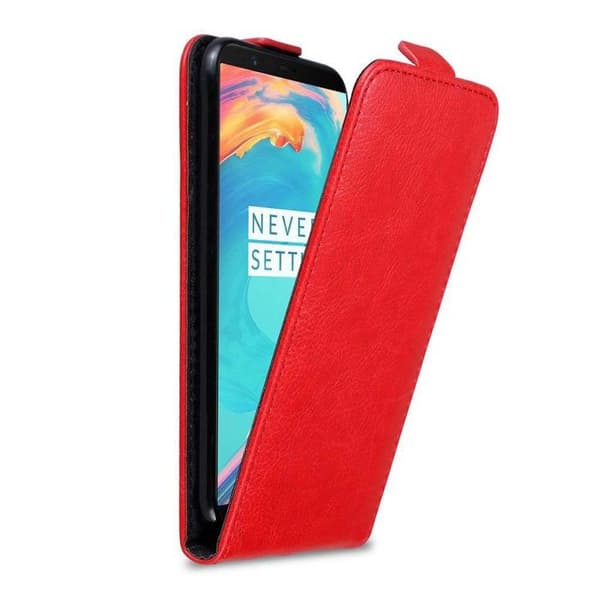 Etui för OnePlus 5T Flip Case i ÄPPLE RÖD Skydd Röd