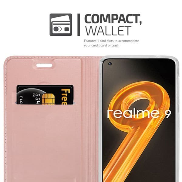 Flip-fodral för Realme 9 4G / 9 PRO+ Etui i CLASSY GULD ROSÉ Plånbok Stötsäker Ros