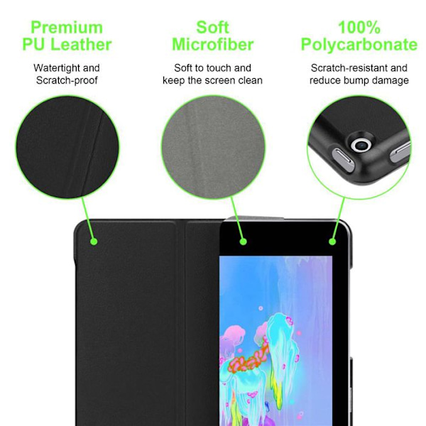 Etui för Apple iPad PRO (9,7 tum) Fodral i SVART SATIN Tablet Hölster Skydd Auto Wake Up Plånbok Wallet Svart