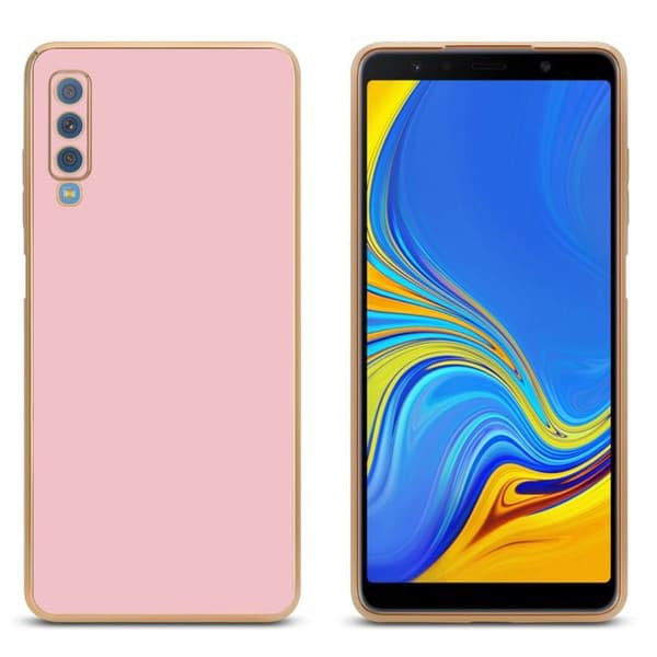 Fodral för Samsung Galaxy A7 2018 Glansig Rosé - Guld med skydd för kamera Ros