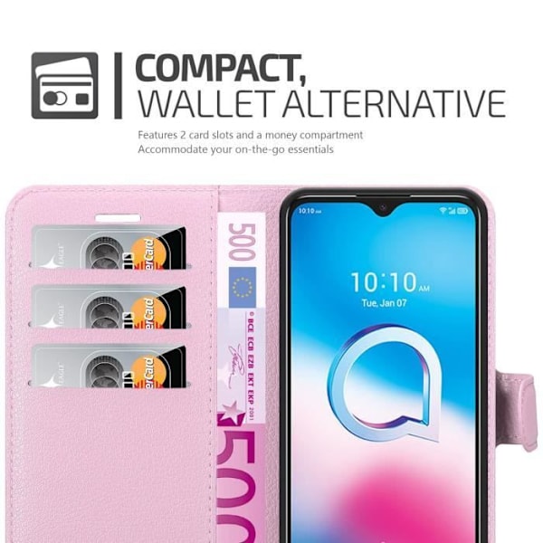 Coque för Alcatel 1S 2020 - CADORABO - LOTUS ROSA - Simil läder - Magnetisk stängning - Ställfunktion LOTUS ROSA