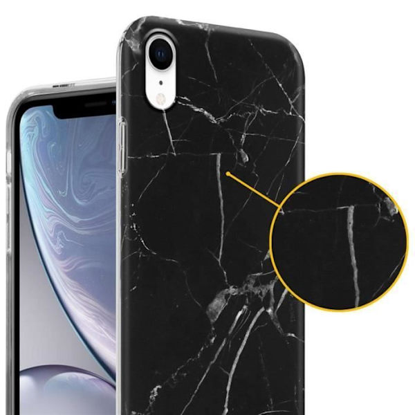 Coque - CADORABO - iPhone XR - Marmor Svart Vit - Skydd Silikon TPU - Trendig Design Svart vit