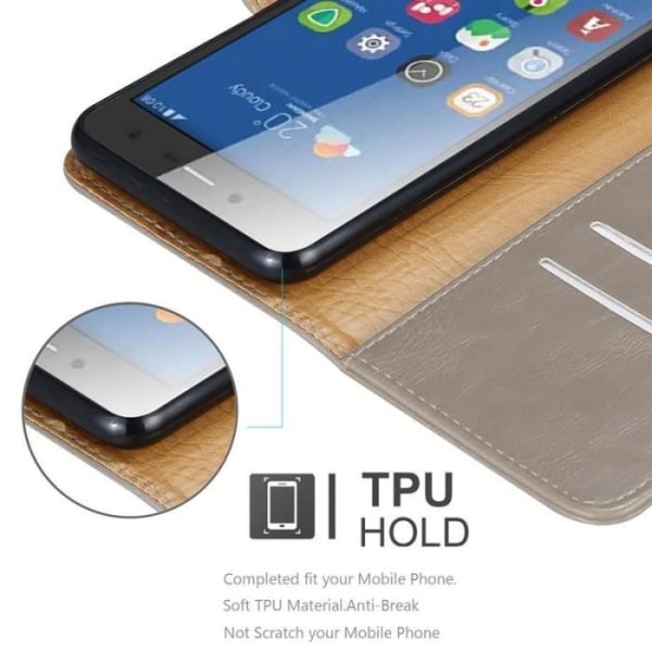 Fodral - CADORABO - ZTE BLADE L7 - Läderimitation - Brun - Stativfunktion kastanj