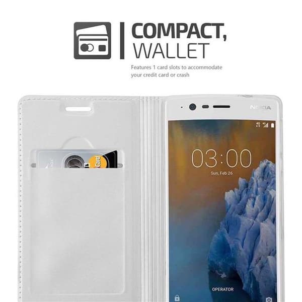 Flip-fodral för Nokia 3 2017 Klassisk Silver Plånbok Stötsäker Grå