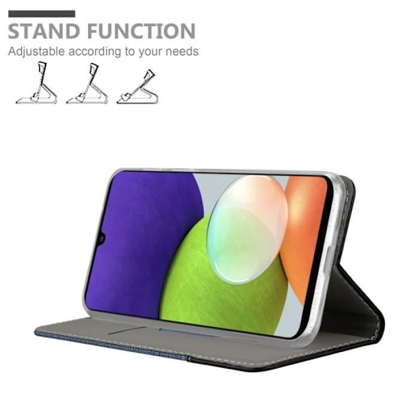 Coque - CADORABO - Galaxy A22 4G / M22 / M32 4G - Blå Svart - Similär läder - Magnetisk stängning Mörkblå