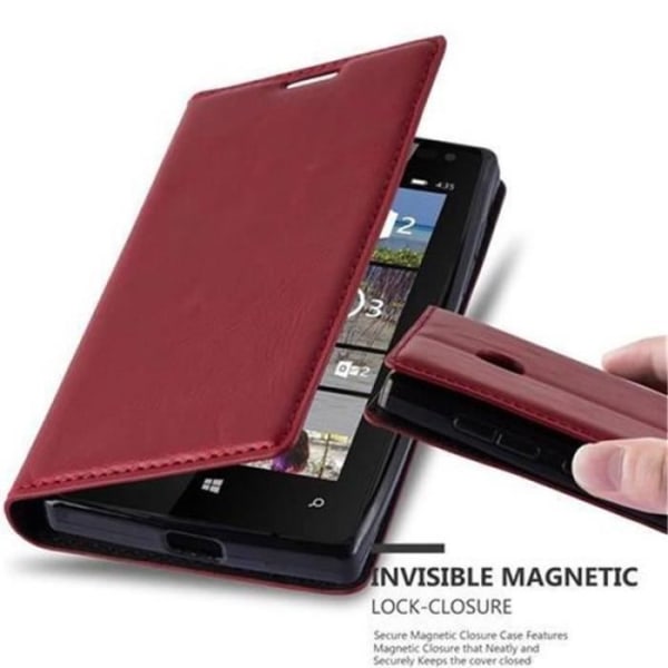 Nokia Lumia 435 fodral i APPLE RED från Cadorabo (INVISIBLE MAGNETIC CLOSURE Design) Helt skyddande fodral med flik