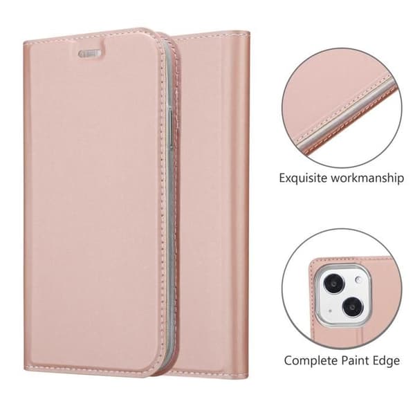 Fodral med lock för iPhone 13 Plånbok i KLASSISK GULD ROSÉ Stötsäker Ros