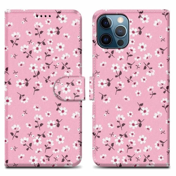 Coque - CADORABO - iPhone 12 PRO MAX - Blomregn - Syntetiskt läder - Magnetstängning Regn av blommor