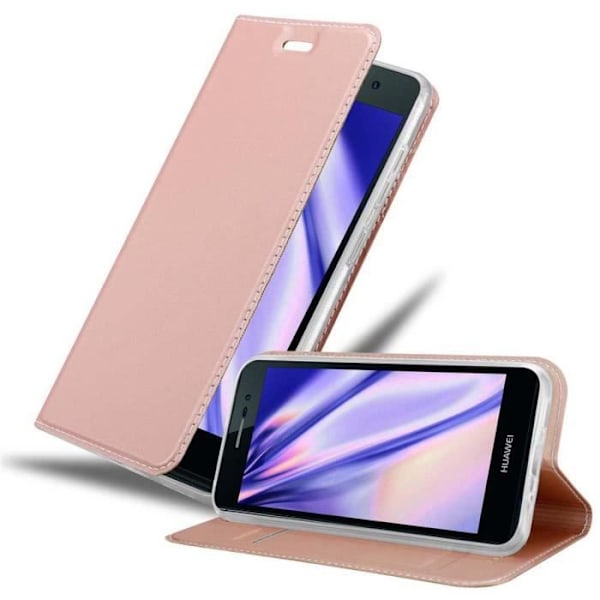Fodral - CADORABO - Huawei ASCEND P7 - CLASSY ROSÉ GOLD - Magnetisk stängning - Stativfunktion KLASSIG ROSÉ GULD