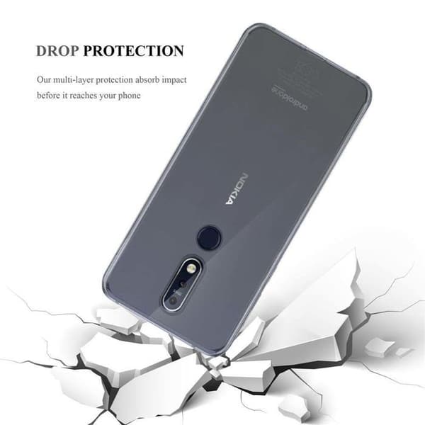 Transparent stötsäker silikonfodral för Nokia 7.1 Vit