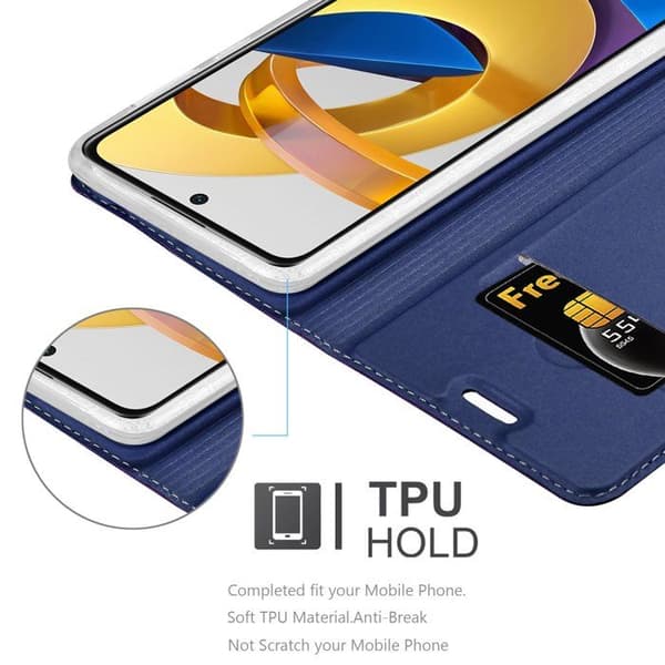 Flip-fodral för Xiaomi POCO M4 PRO 5G i MÖRKBLAU CLASSY Plånbok Stötsäker Blå