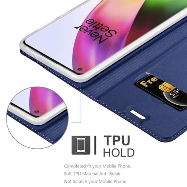 Fodral till Oneplus 8 - CADORABO - Blå - Skydd med magnetlås - Fodral med kortfack Blå