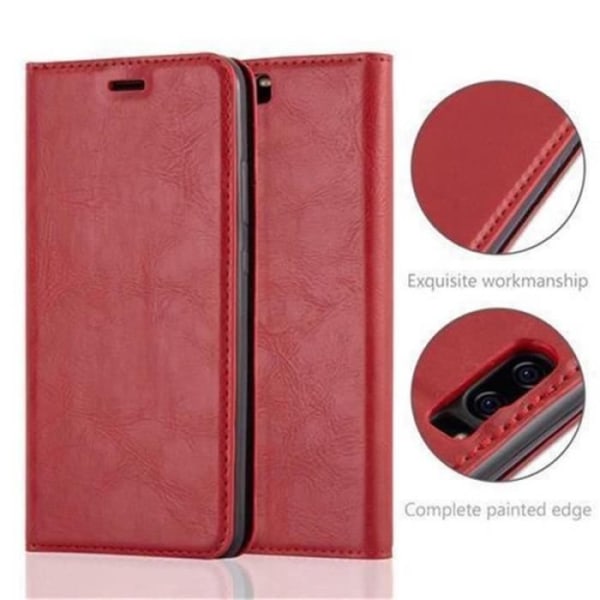 Huawei P10 fodral i APPLE RED från Cadorabo (INVISIBLE MAGNETIC CLOSURE Design) Helt skyddande fodral med flip flik