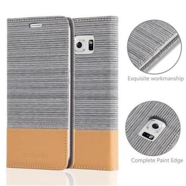 Samsung Galaxy S6 Fodral i LJUSGRÅBRUNT från Cadorabo (TYG-LÄDERDESIGN) Helt skyddsfodral med Flip Flip
