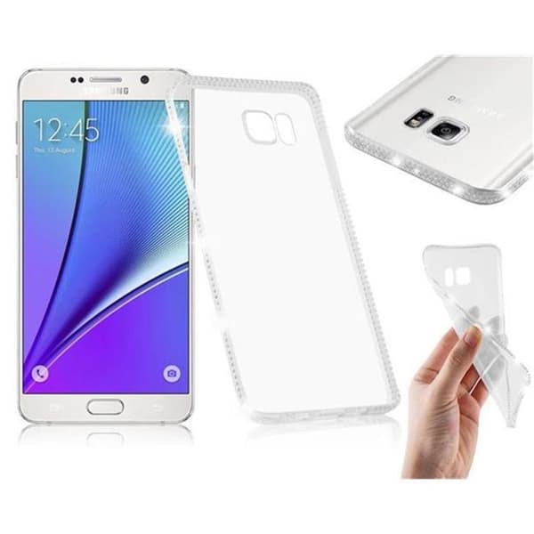 Skal för Samsung Galaxy NOTE 5 i TRANSPARENT-VIT Skydd med Strassdesign Vit
