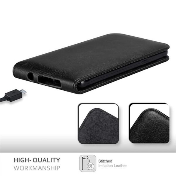 Coque - CADORABO - Samsung Galaxy A5 2016 - Kol svart - Syntetiskt läder - Elegant och hållbart KOLSVART