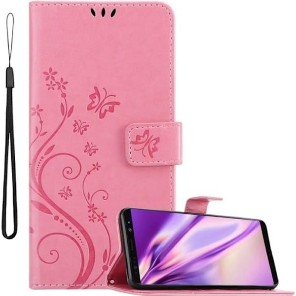 Coque - CADORABO - Samsung Galaxy NOTE 8 - Simil läder - Blommig - Ställfunktion och kortfack Rosa