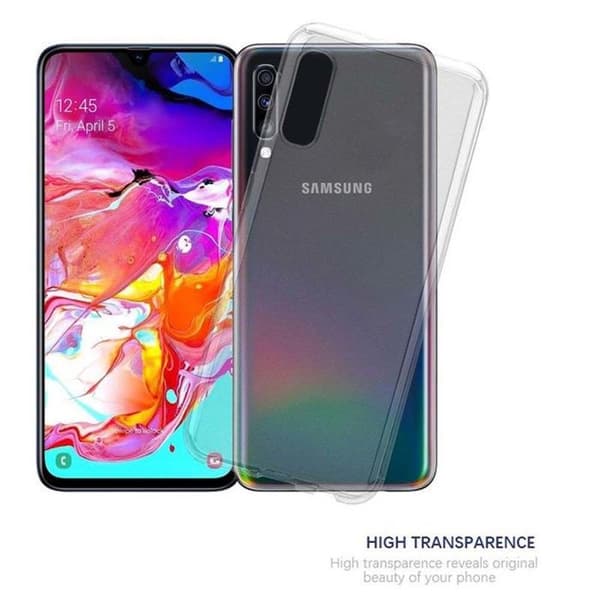 Transparent stötsäker silikonfodral för Samsung Galaxy A70 / A70s Vit