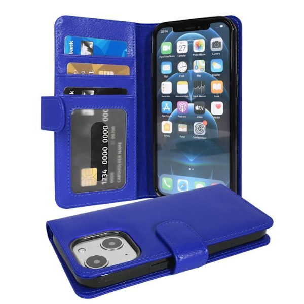Fodral för Apple iPhone 13 MINI - CADORABO - Ljusblå - Fodral i konstläder med 3 kortplatser Himmelsblå