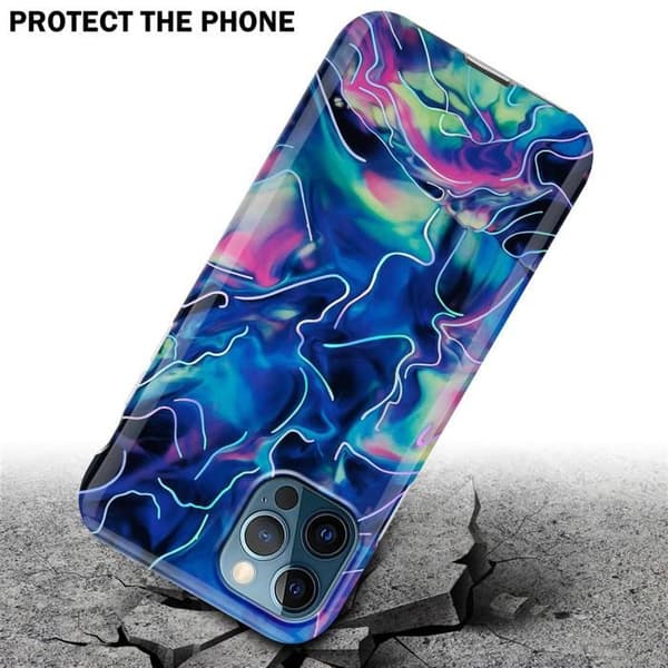 Skal för iPhone 12 PRO MAX i Blå Rosa Marmor Nr. 17 Skyddsetui Blå