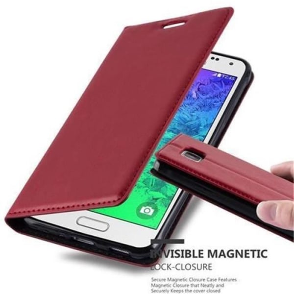 Samsung Galaxy ALPHA-fodral i APPLE RED från Cadorabo (INVISIBLE MAGNETIC CLOSURE Design) Helt skyddsfodral med