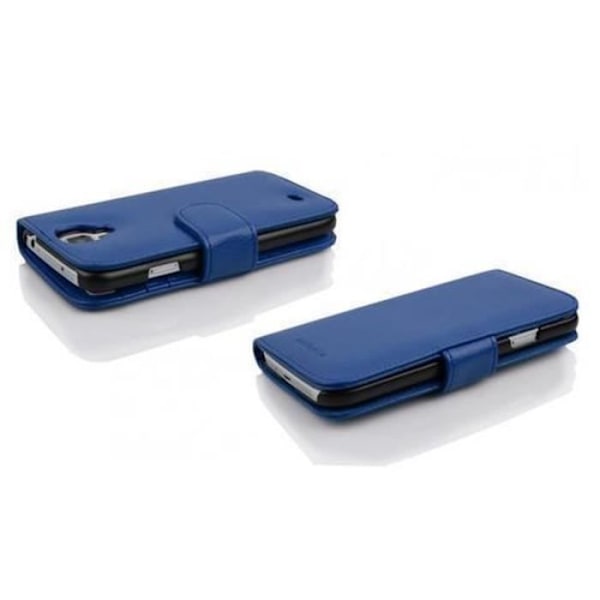 Coque - CADORABO - Galaxy MEGA 6.3 - Strukturerat konstläder - Magnetstängning - Ficka för kort Blå