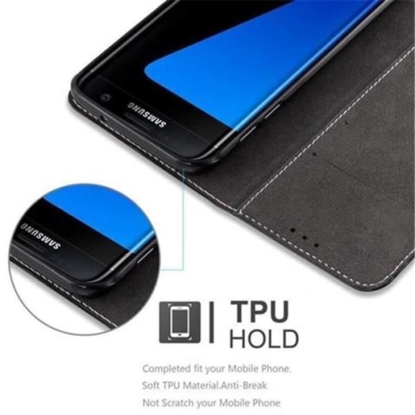 Samsung Galaxy S7 EDGE Fodral i SVART BRUNT från Cadorabo (LÄDER-LÄDER COMBI Design) Helt skyddsfodral med flipflik