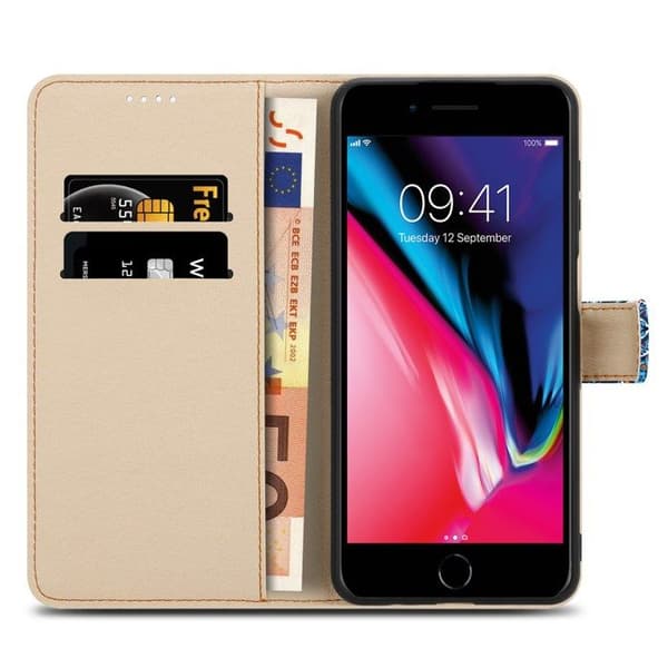 Etui för iPhone 7 PLUS / 7S PLUS / 8 PLUS Fodral med flip i Mandala Blå Nr. 1 Skydd Plånbok Blå